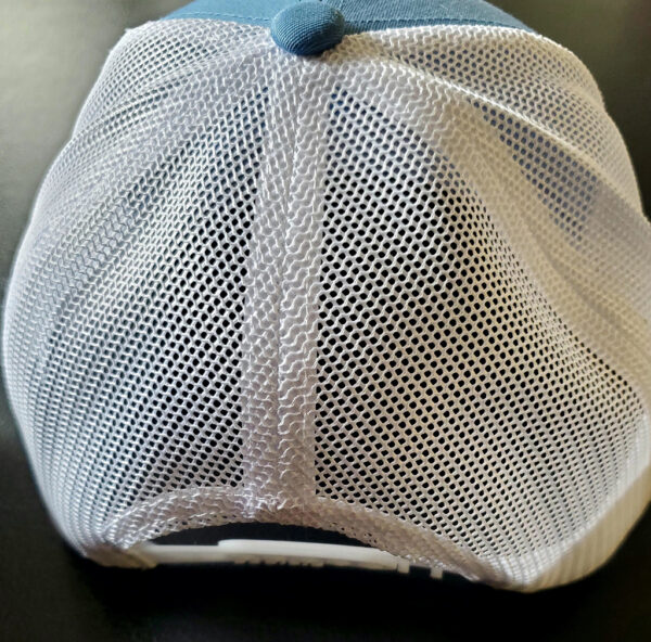 back of hat with white mesh and snapback